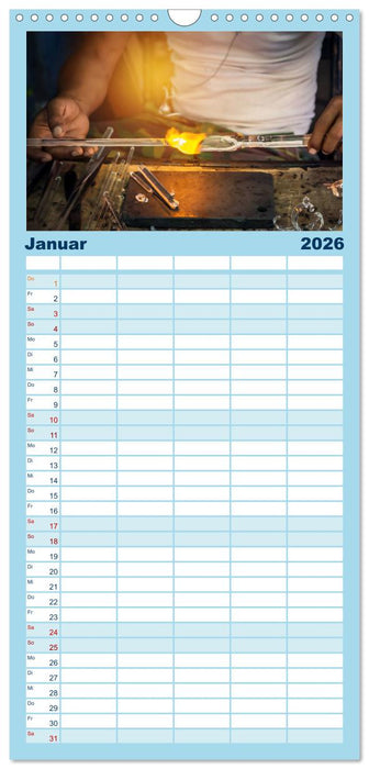 Glasblasen filigranes Handwerk (CALVENDO Familienplaner 2026)