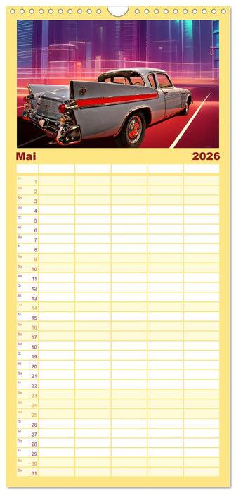 US Classic Cars im Jet-Age (CALVENDO Familienplaner 2026)