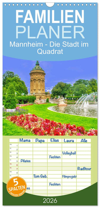 Mannheim - Die Stadt im Quadrat (CALVENDO Familienplaner 2026)