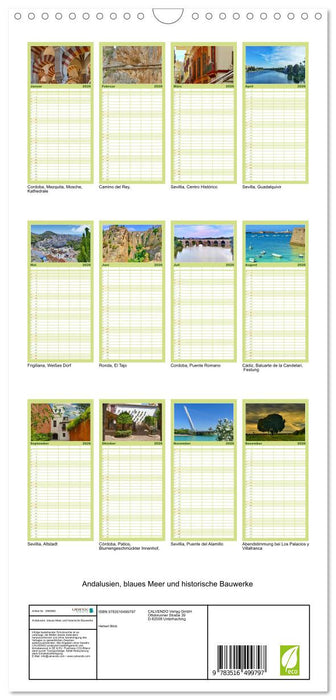 Andalusien, blaues Meer und historische Bauwerke (CALVENDO Familienplaner 2026)