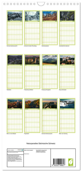 Naturparadies Sächsische Schweiz (CALVENDO Familienplaner 2026)