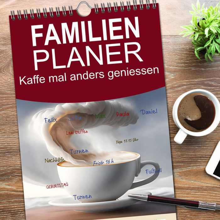 Kaffe mal anders geniessen (CALVENDO Familienplaner 2026)
