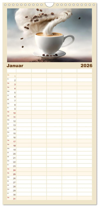 Kaffe mal anders geniessen (CALVENDO Familienplaner 2026)