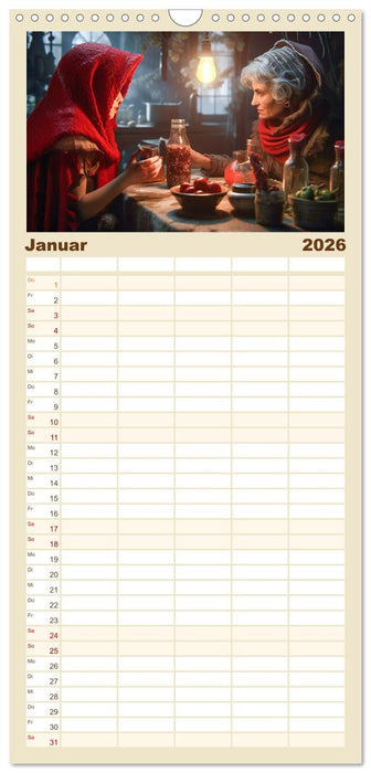 Rotkäppchen und der Wolf (CALVENDO Familienplaner 2026)