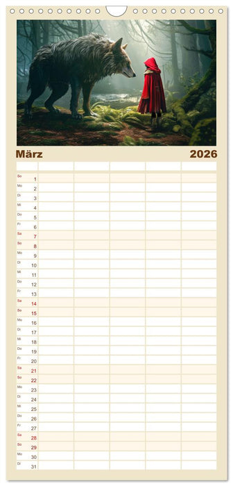 Rotkäppchen und der Wolf (CALVENDO Familienplaner 2026)