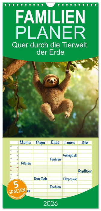 Quer durch die Tierwelt der Erde (CALVENDO Familienplaner 2026)