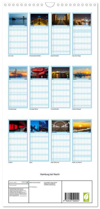 Hamburg bei Nacht (CALVENDO Familienplaner 2026)