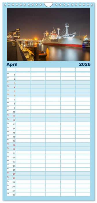 Hamburg bei Nacht (CALVENDO Familienplaner 2026)