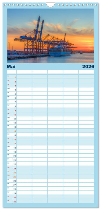 Hamburg bei Nacht (CALVENDO Familienplaner 2026)