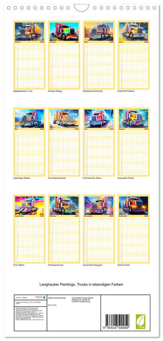 Langhauber Paintings. Trucks in lebendigen Farben (CALVENDO Familienplaner 2026)
