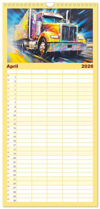 Langhauber Paintings. Trucks in lebendigen Farben (CALVENDO Familienplaner 2026)