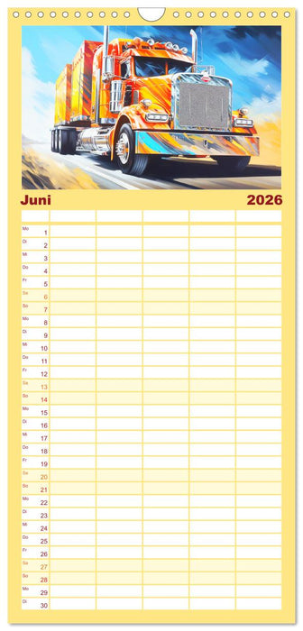 Langhauber Paintings. Trucks in lebendigen Farben (CALVENDO Familienplaner 2026)