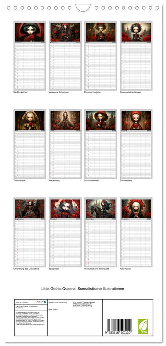 Little Gothic Queens. Surrealistische Illustrationen (CALVENDO Familienplaner 2026)