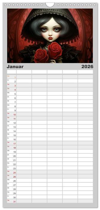 Little Gothic Queens. Surrealistische Illustrationen (CALVENDO Familienplaner 2026)