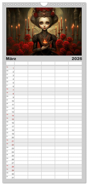 Little Gothic Queens. Surrealistische Illustrationen (CALVENDO Familienplaner 2026)