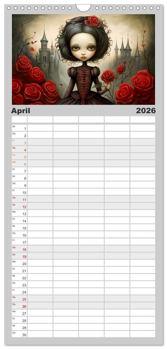 Little Gothic Queens. Surrealistische Illustrationen (CALVENDO Familienplaner 2026)