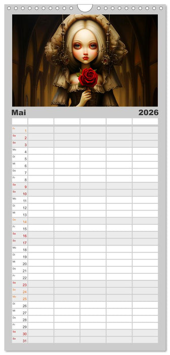 Little Gothic Queens. Surrealistische Illustrationen (CALVENDO Familienplaner 2026)