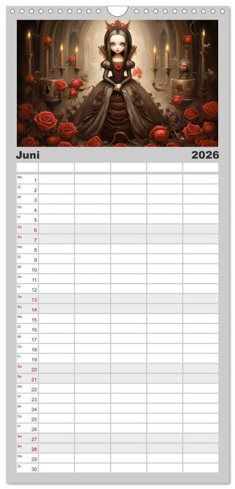 Little Gothic Queens. Surrealistische Illustrationen (CALVENDO Familienplaner 2026)