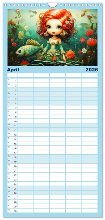 Zauberhafte Meerjungfrauen. Liebliche Illustrationen (CALVENDO Familienplaner 2026)