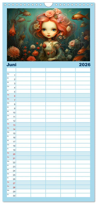 Zauberhafte Meerjungfrauen. Liebliche Illustrationen (CALVENDO Familienplaner 2026)