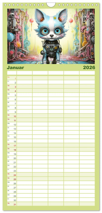 Fabelhafte Maschinen. Pop-Surrealistische Roboter-Tiere (CALVENDO Familienplaner 2026)