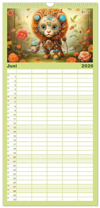 Fabelhafte Maschinen. Pop-Surrealistische Roboter-Tiere (CALVENDO Familienplaner 2026)