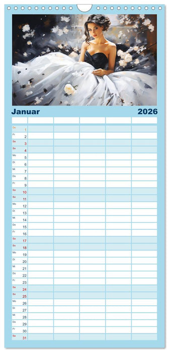 Festliche Eleganz. Bezaubernde Anmut (CALVENDO Familienplaner 2026)