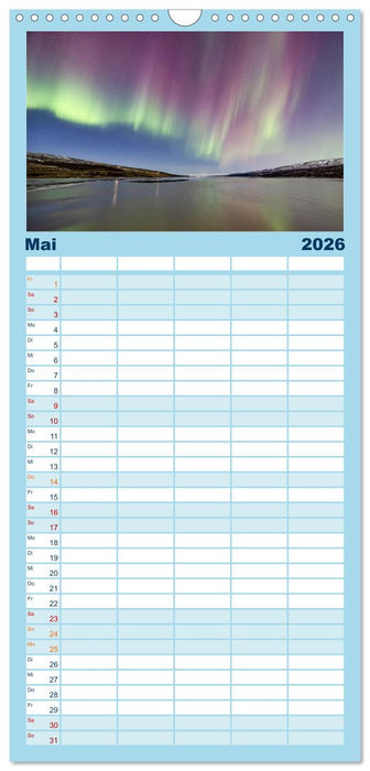 Magie der Nordlichter Islands (CALVENDO Familienplaner 2026)