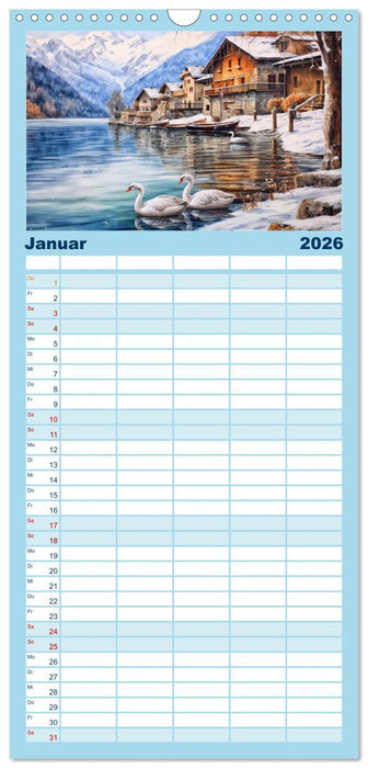 Südalpines Flair - Seen, Berge und Fantasiestädte (CALVENDO Familienplaner 2026)