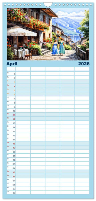 Südalpines Flair - Seen, Berge und Fantasiestädte (CALVENDO Familienplaner 2026)