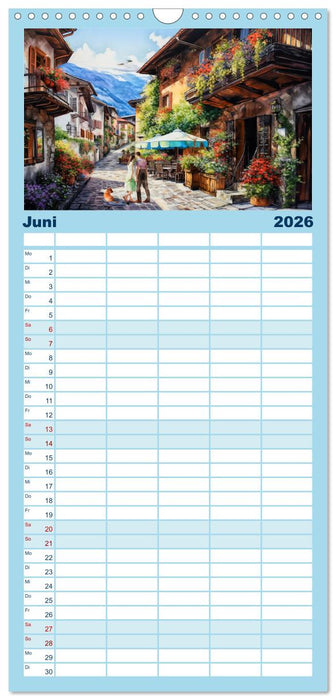 Südalpines Flair - Seen, Berge und Fantasiestädte (CALVENDO Familienplaner 2026)