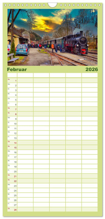 Auf Schienen übers Land (CALVENDO Familienplaner 2026)