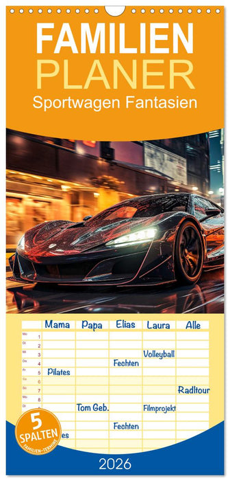 Sportwagen Fantasien (CALVENDO Familienplaner 2026)