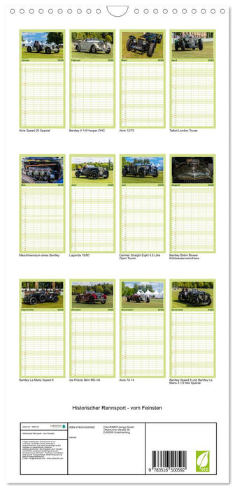 Historischer Rennsport - vom Feinsten (CALVENDO Familienplaner 2026)