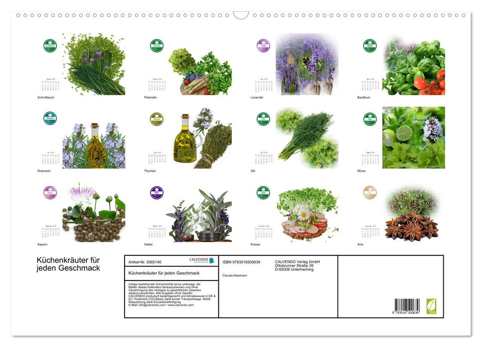 Küchenkräuter für jeden Geschmack (CALVENDO Wandkalender 2026)