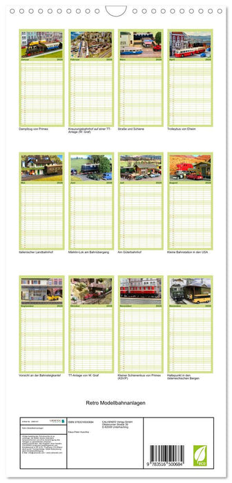 Retro Modellbahnanlagen (CALVENDO Familienplaner 2026)