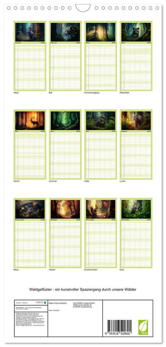 Waldgeflüster - ein kunstvoller Spaziergang durch unsere Wälder (CALVENDO Familienplaner 2026)