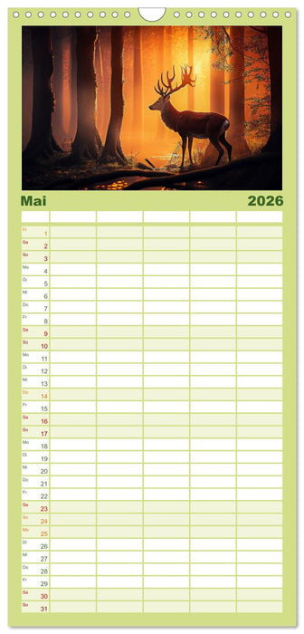 Waldgeflüster - ein kunstvoller Spaziergang durch unsere Wälder (CALVENDO Familienplaner 2026)