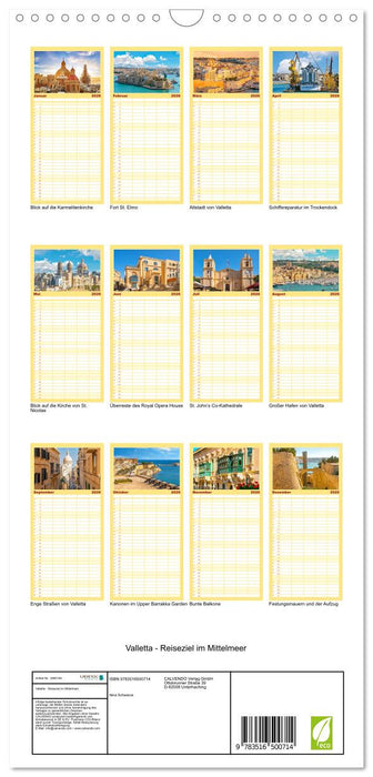 Valletta - Reiseziel im Mittelmeer (CALVENDO Familienplaner 2026)