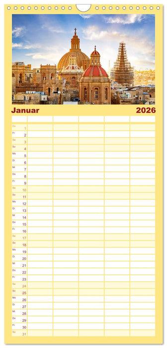 Valletta - Reiseziel im Mittelmeer (CALVENDO Familienplaner 2026)