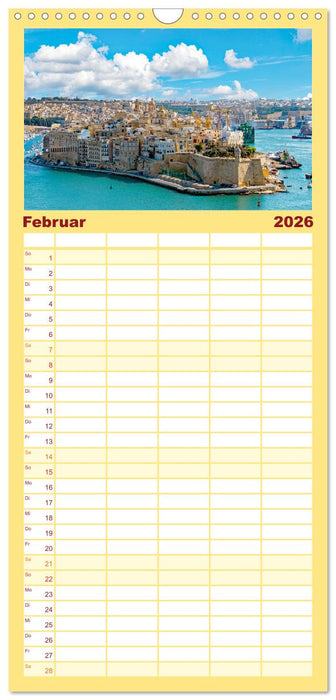 Valletta - Reiseziel im Mittelmeer (CALVENDO Familienplaner 2026)