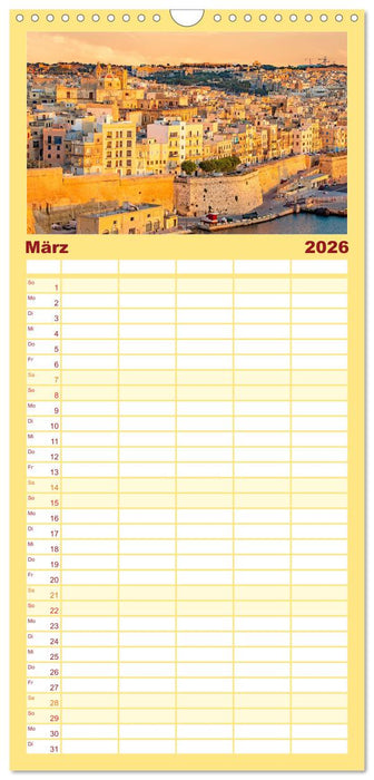 Valletta - Reiseziel im Mittelmeer (CALVENDO Familienplaner 2026)