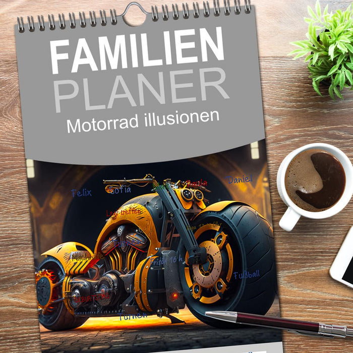 Motorrad illusionen (CALVENDO Familienplaner 2026)