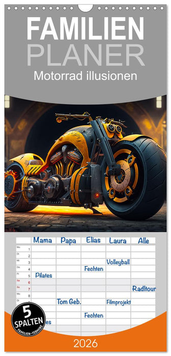 Motorrad illusionen (CALVENDO Familienplaner 2026)
