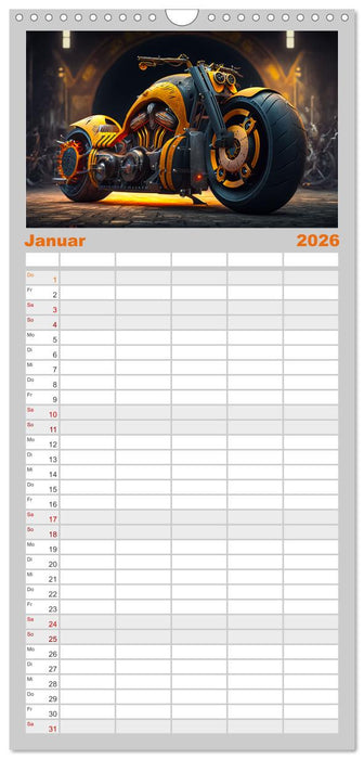 Motorrad illusionen (CALVENDO Familienplaner 2026)