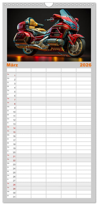 Motorrad illusionen (CALVENDO Familienplaner 2026)