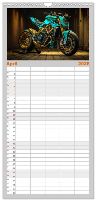 Motorrad illusionen (CALVENDO Familienplaner 2026)