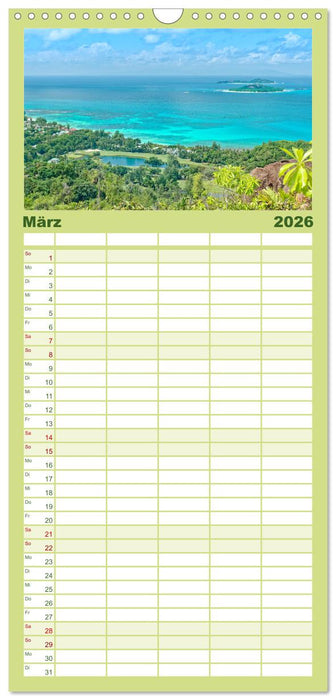 Sagenhafte Seychellen - Idylle im Indischen Ozean (CALVENDO Familienplaner 2026)