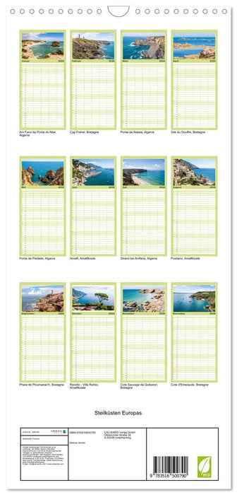 Steilküsten Europas (CALVENDO Familienplaner 2026)