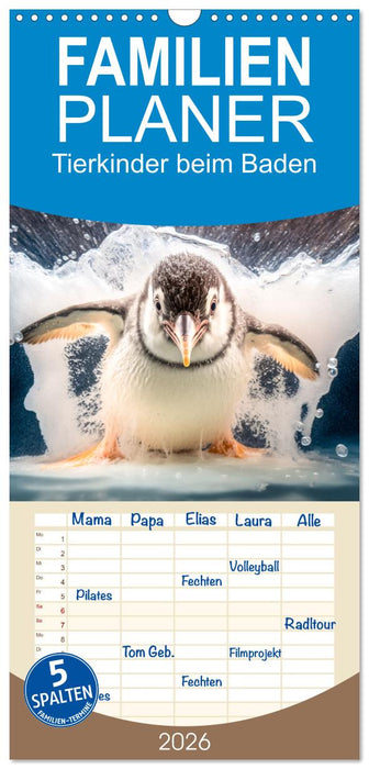 Tierkinder beim Baden (CALVENDO Familienplaner 2026)